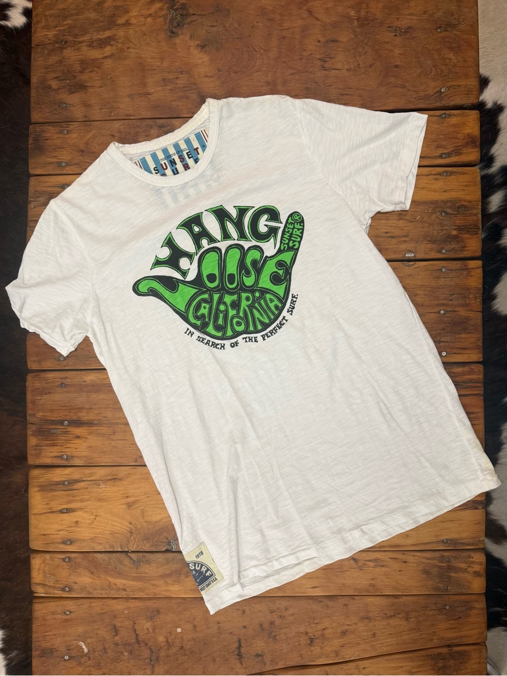 Johnson Motors/Sunset Surf “Hang Loose” vintage slub moto tee. Very rare, EUC